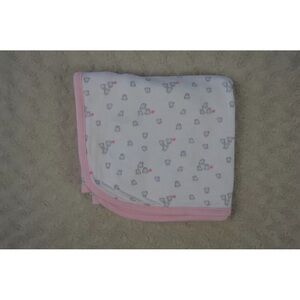 Just One You by Carter's Hi Owl Baby Blanket Pink Edge White Gray Thin Swaddle